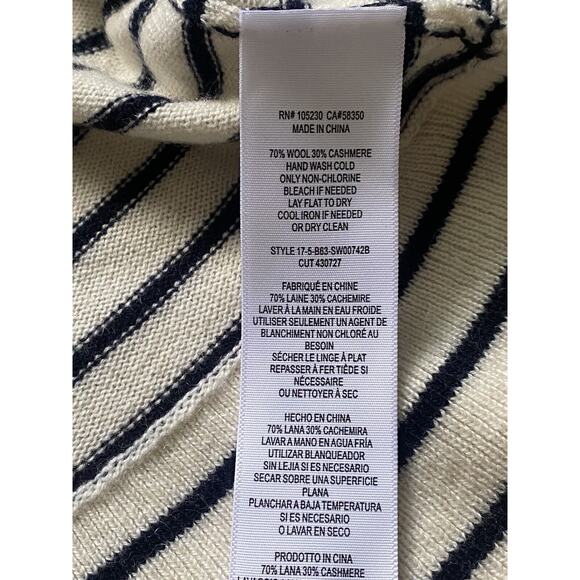 Joie Sweater Striped Jayni Wool Cashmere Top Sz L Short Sleeves Ruffles Crew - Picture 14 of 15